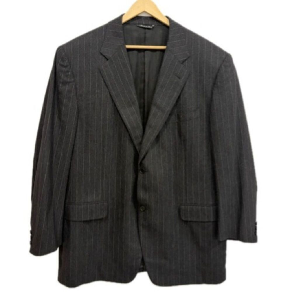 Canali Wool Blazer Mens Size 54 Dark Grey Pinstripe Sport Coat Made in Italy
